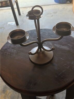 Three-Arm Metal Candleholder in Aged Bronze